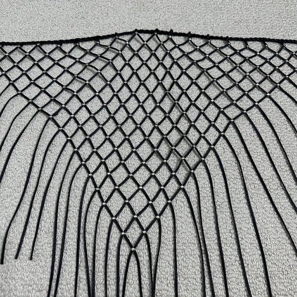 Faux Leather Studded Black Wrap Scarf Fringe Gothic Western Boho Triangle Vegan - Picture 2 of 4